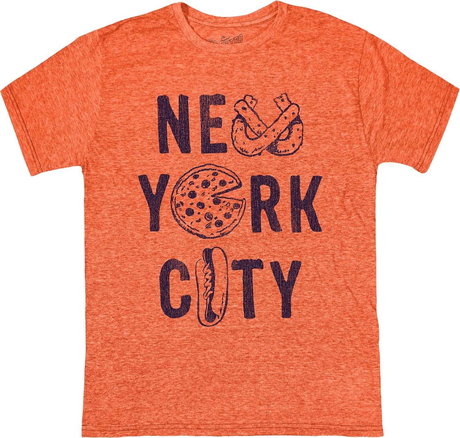 

Футболка The Original Retro Brand Kids Tri-Blend New York City Foods Crew Neck Tee, цвет Streaky Orange