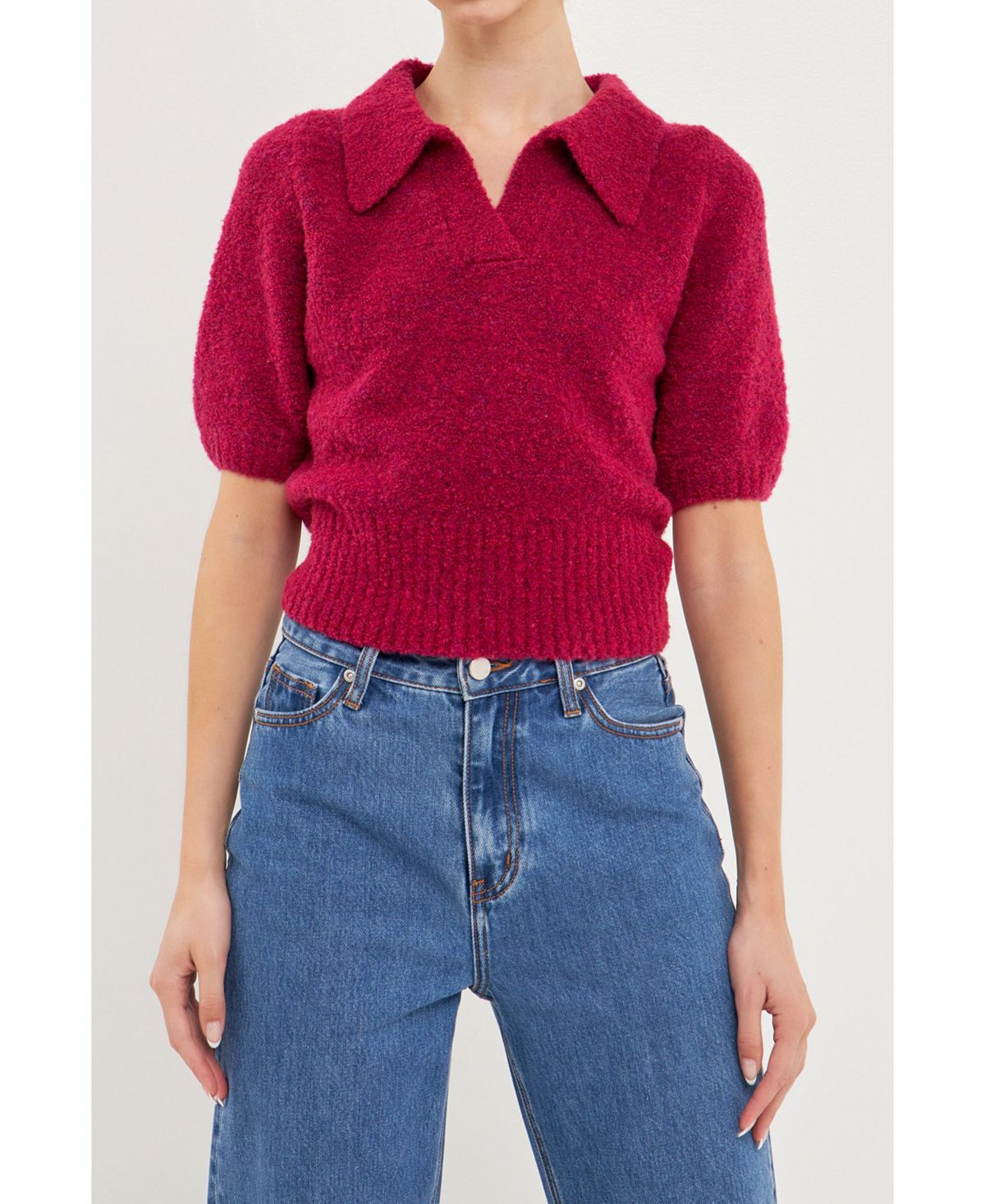 цена Женский свитер с воротником и короткими рукавами endless rose