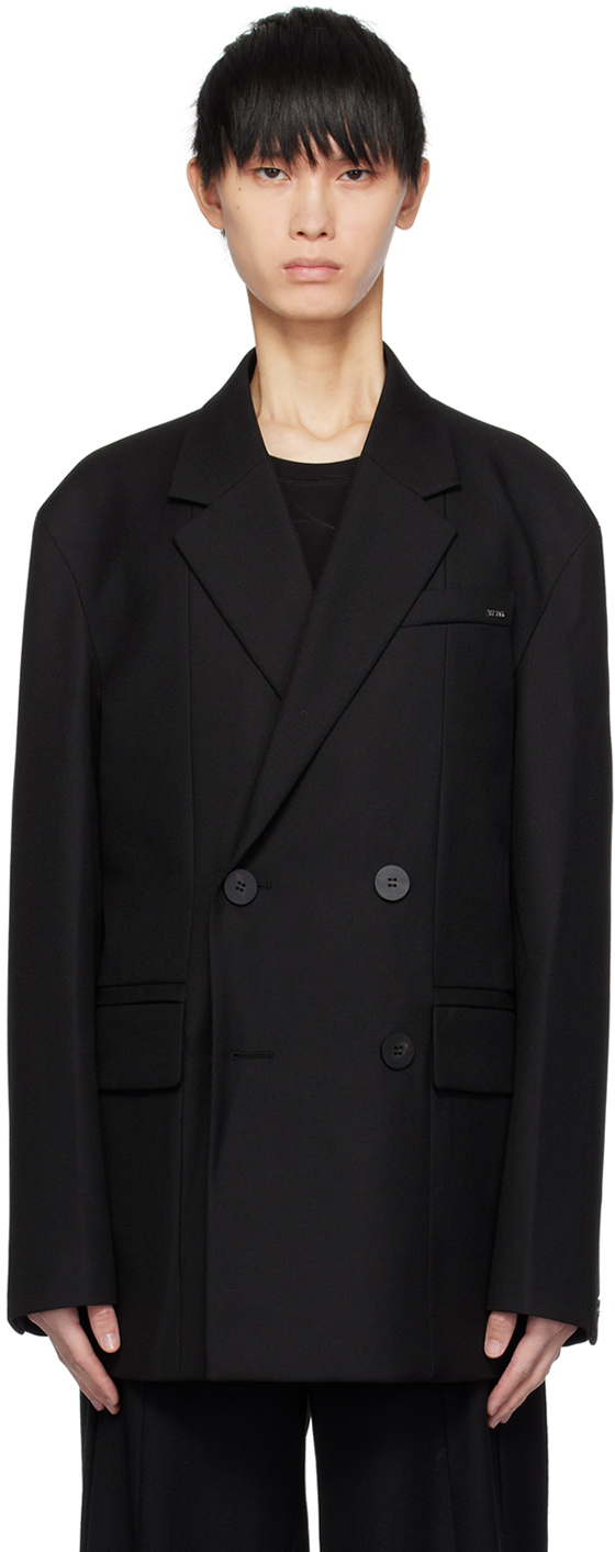 Черный двубортный пиджак Wooyoungmi