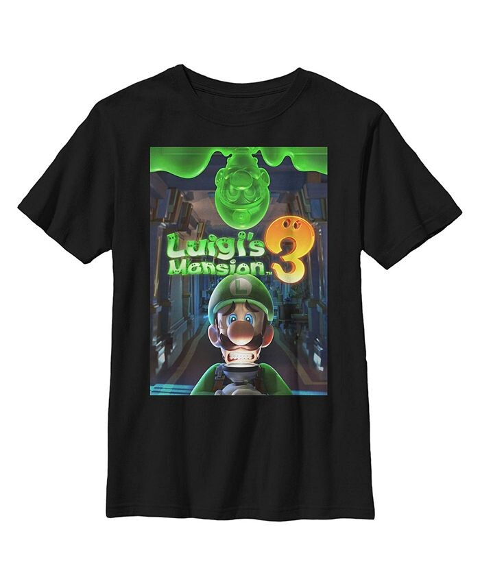 

Детская футболка с плакатом Luigi's Mansion 3 для мальчиков Nintendo, черный