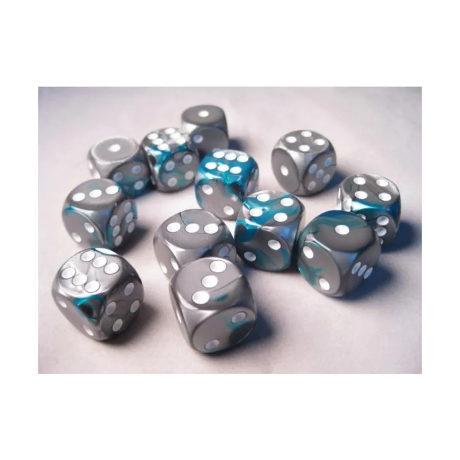 

d6 16 мм, темно-бирюзовый с белым (12), Dice - Gemini - d6 16mm (Chessex)