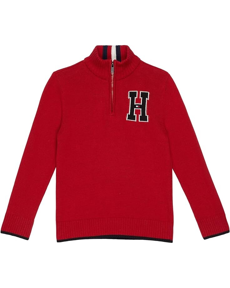 

Свитер Tommy Hilfiger 1/4 Zip Solid H Logo Sweater, цвет Scarlet Sage