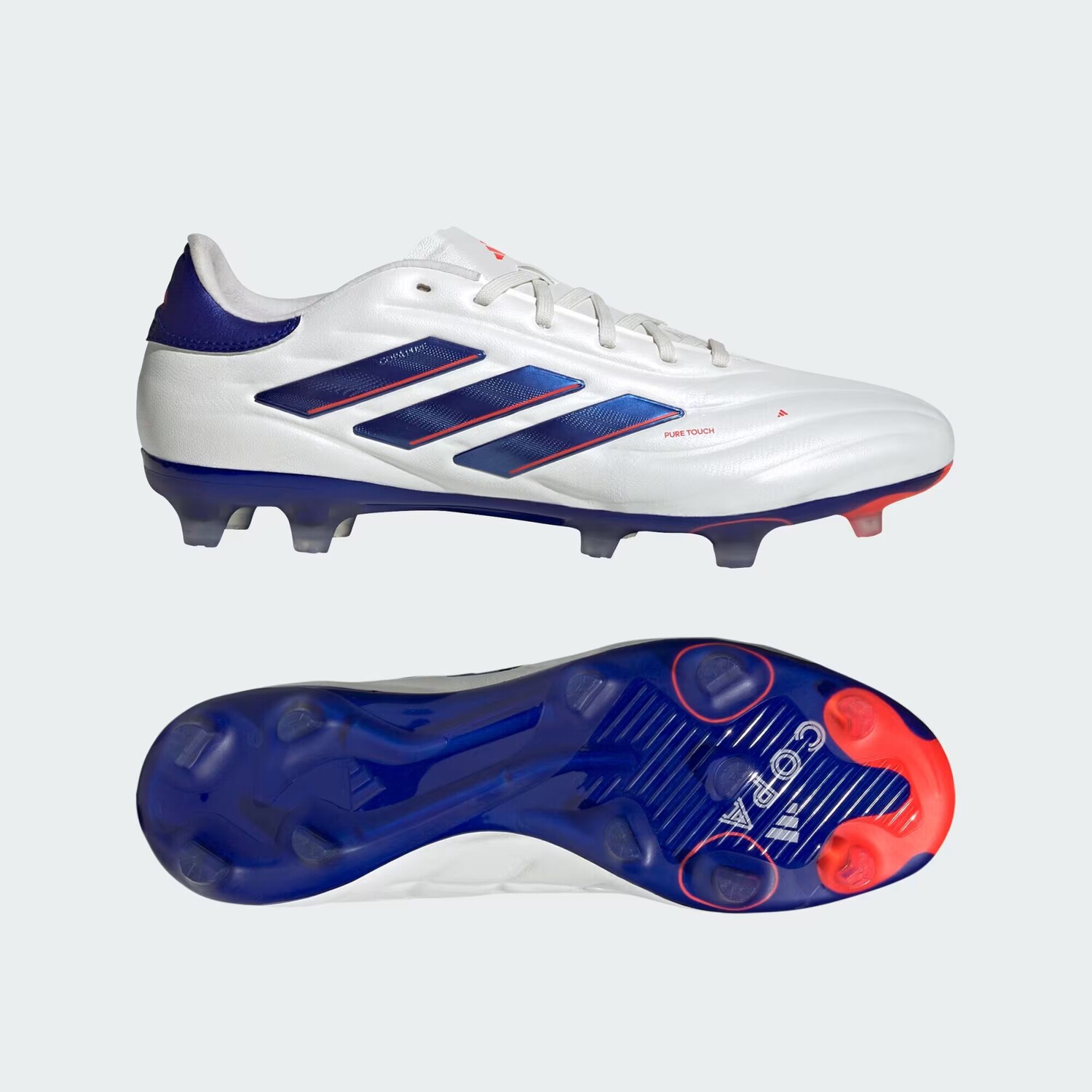 

Футбольные бутсы Copa Pure 2 Pro для твердого грунта Adidas, цвет Cloud White/Lucid Blue/Solar Red