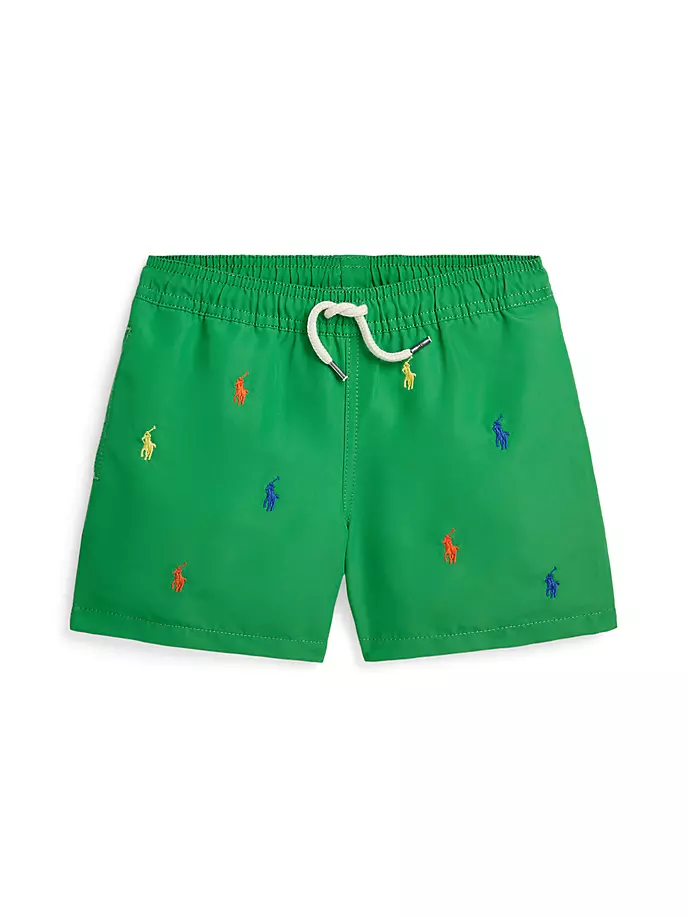 Шорты для плавания Little Boy's с вышивкой пони Polo Ralph Lauren, цвет preppy green