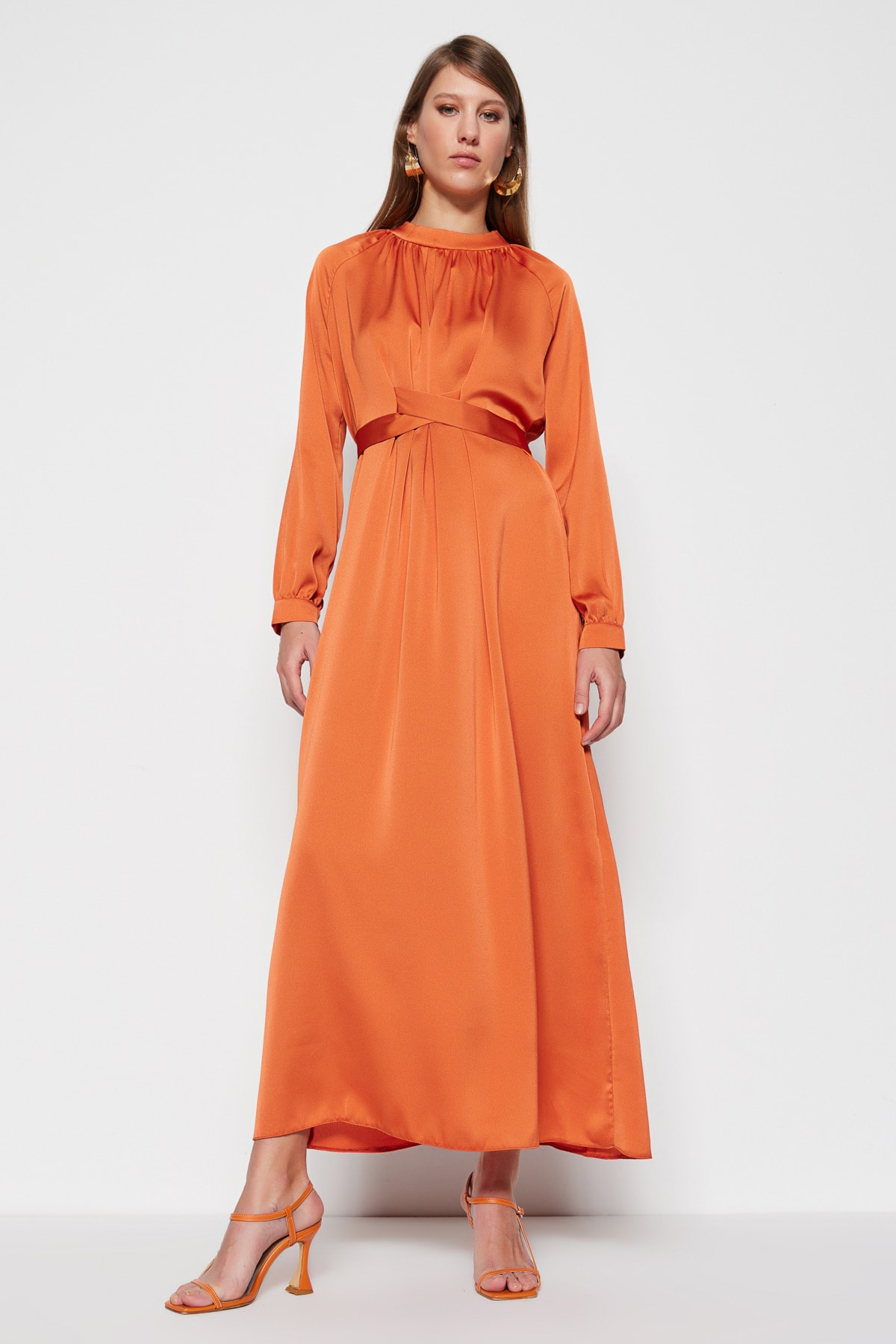 блузка trendyol кружевная оранжевый Вечернее платье - Оранжевое - Макси Trendyol Modest, оранжевый