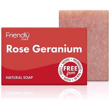 Дружественное мыло Натуральное мыло ручной работы с розовой и геранией 95г Friendly Soap