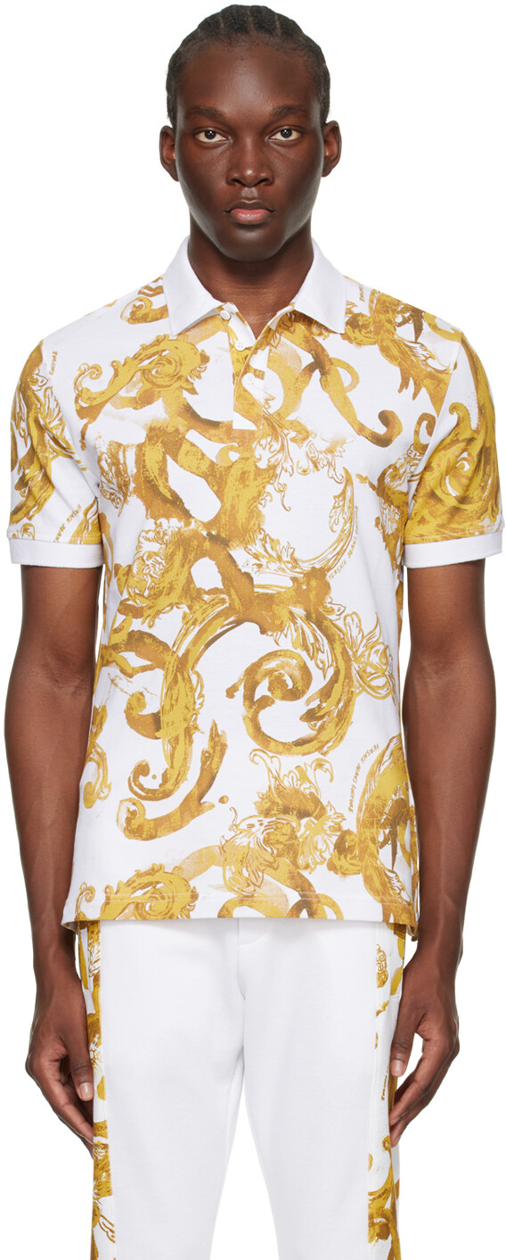 

Белая рубашка-поло Watercolor Couture Versace Jeans Couture, цвет White/Gold