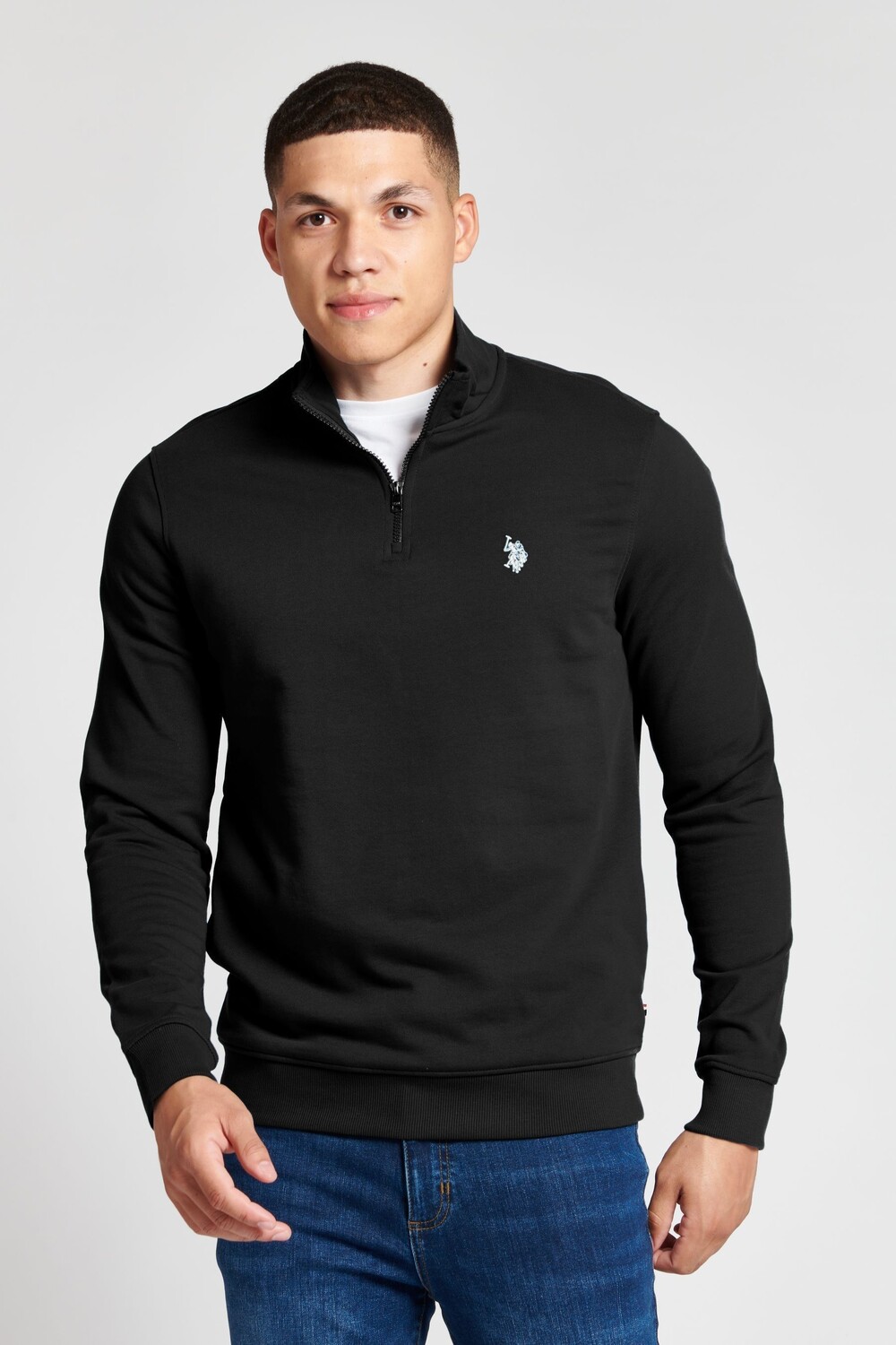 

Черная толстовка на молнии 1/4 широкий воротник FT U.S. Polo Assn, черный