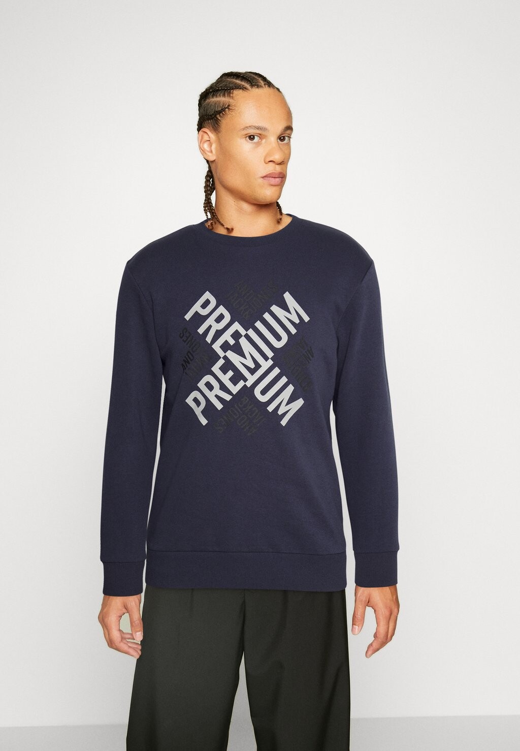 

Толстовка Jack & Jones Jprblacross Crew Neck, идеальный темно-синий, Серый