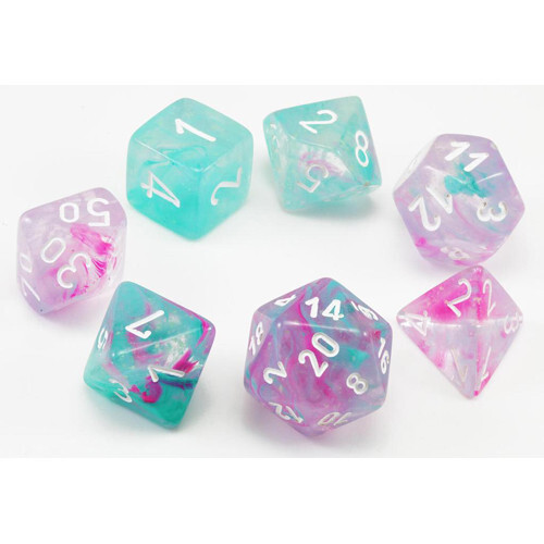 

Аксессуары Chessex Chessex Dice Set: Nebula Luminary - Wisteria w/White (7)