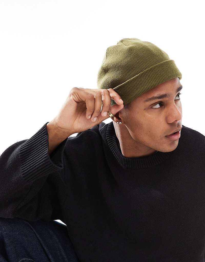 

ASOS DESIGN - Английская шапка цвета хаки в рубчик