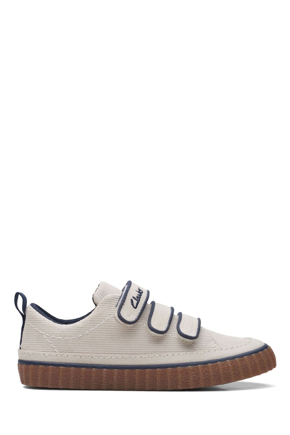 

Детские вельветовые спортивные туфли с 2 полосками Clarks, синий
