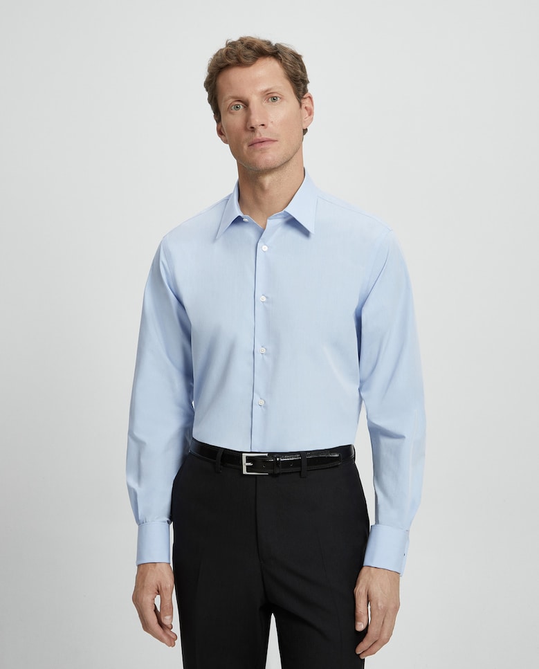 Мужская классическая рубашка стандартного кроя без утюга Emidio Tucci, светло-синий рубашка из поплина с длинными рукавами 44 fr 50 rus белый