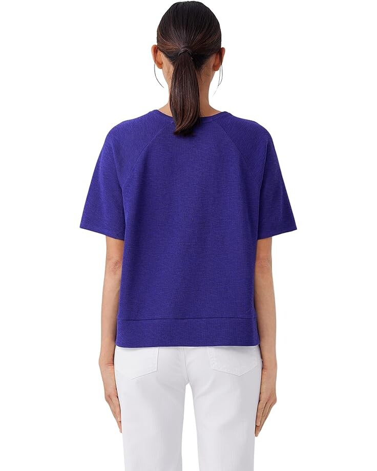 

Топ Eileen Fisher Crew Neck Short Sleeve Top, цвет Blue Violet