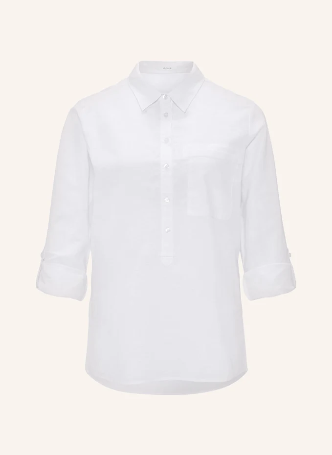 Блузка-рубашка фреппа с льном Opus, белый