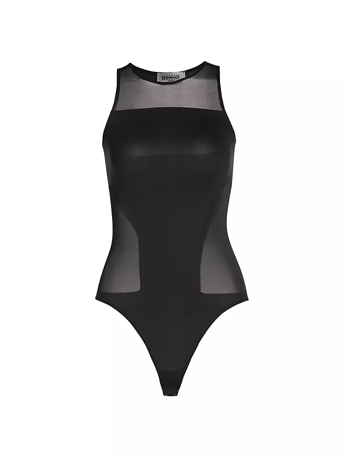 

Прозрачное непрозрачное боди без рукавов Wolford, черный