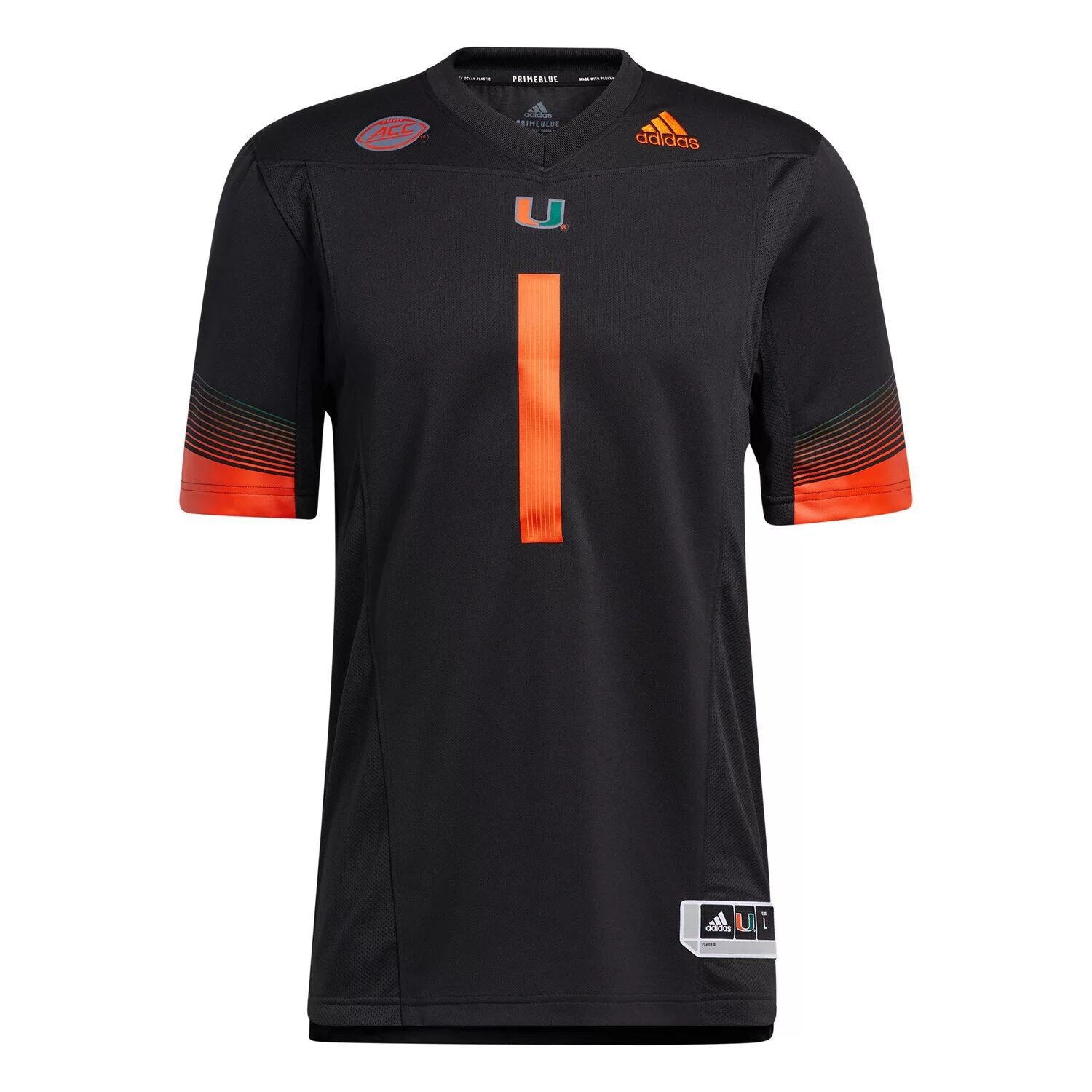 

Мужское джерси Adidas #1 Black Miami Hurricanes Premier Strategy