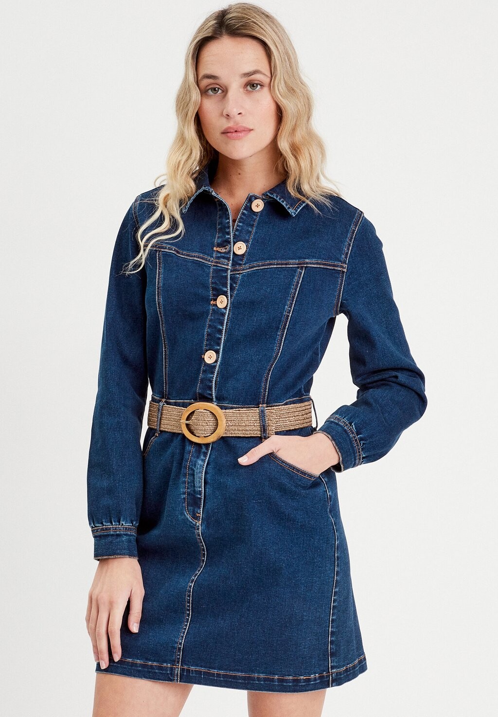 

Джинсовое платье AUS GEGÜRTETEM Cache Cache, цвет denim stone