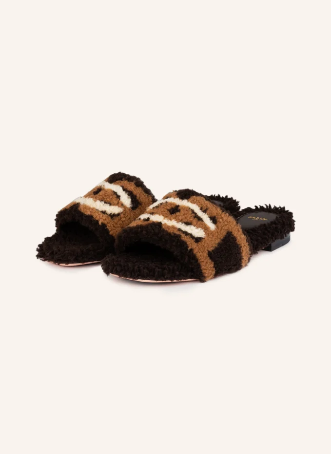 

Мюли peoni с отделкой из кожи ягненка Bally, коричневый