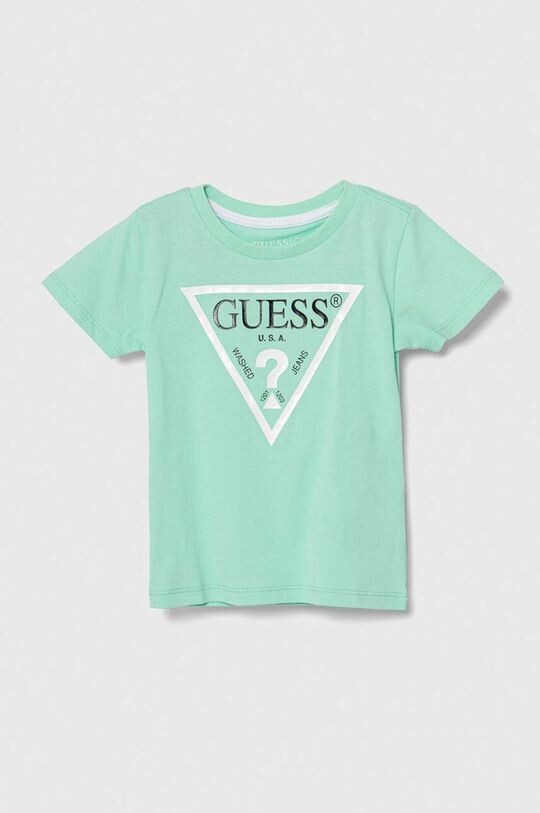 

Детская хлопковая футболка Guess, бирюзовый