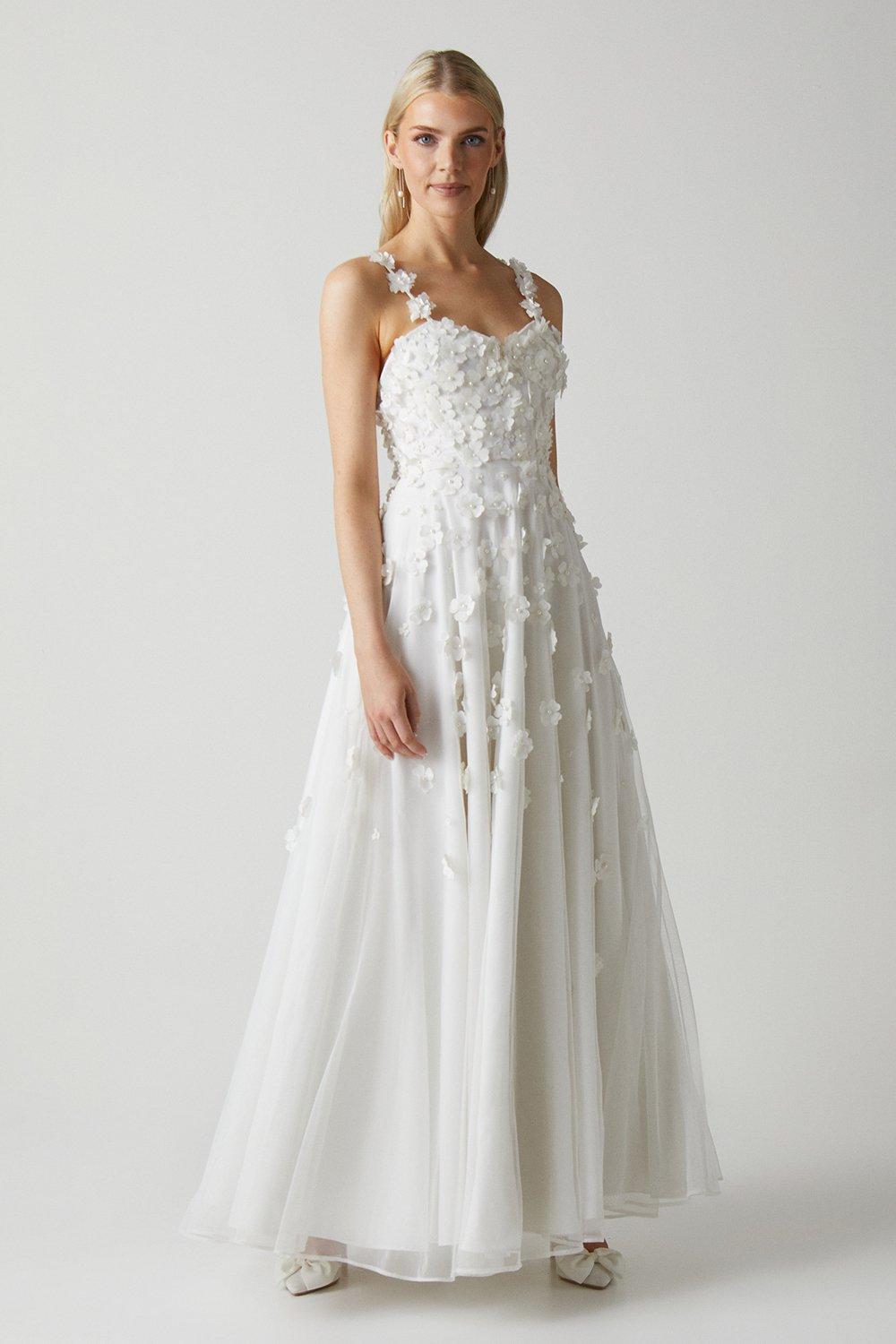 Свадебное платье с пышной юбкой и цветочным принтом Coast, белый