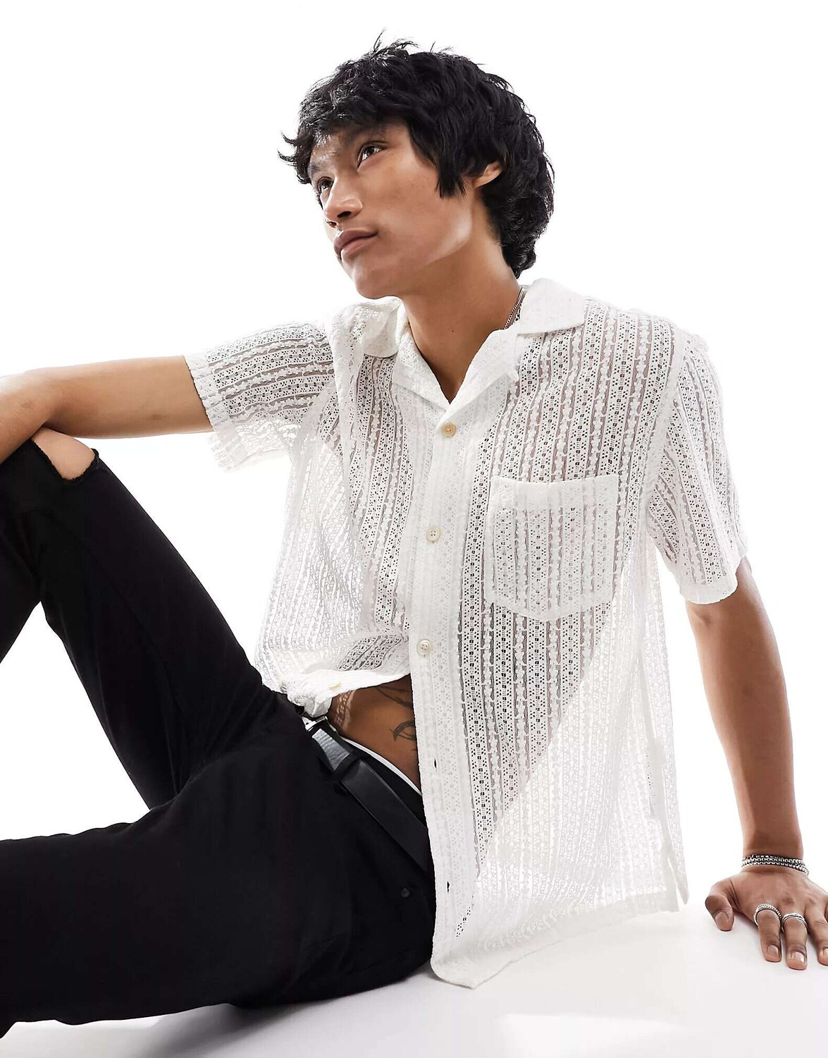 

Белая прозрачная рубашка с короткими рукавами AllSaints Cala