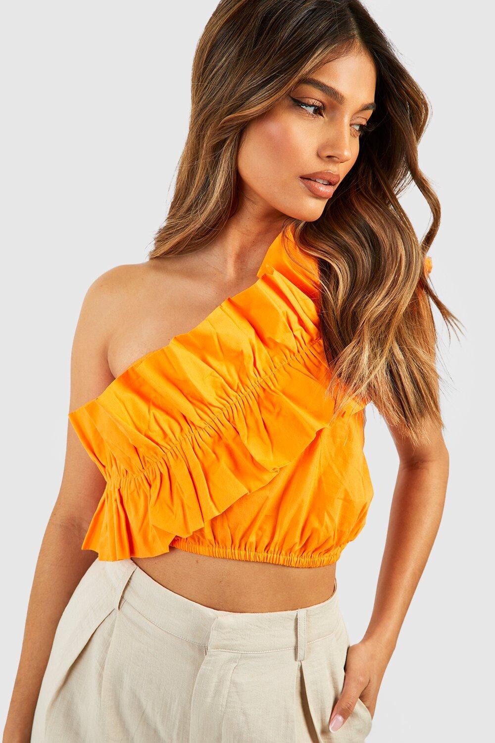 

Топ на одно плечо с орбинками Boohoo, оранжевый