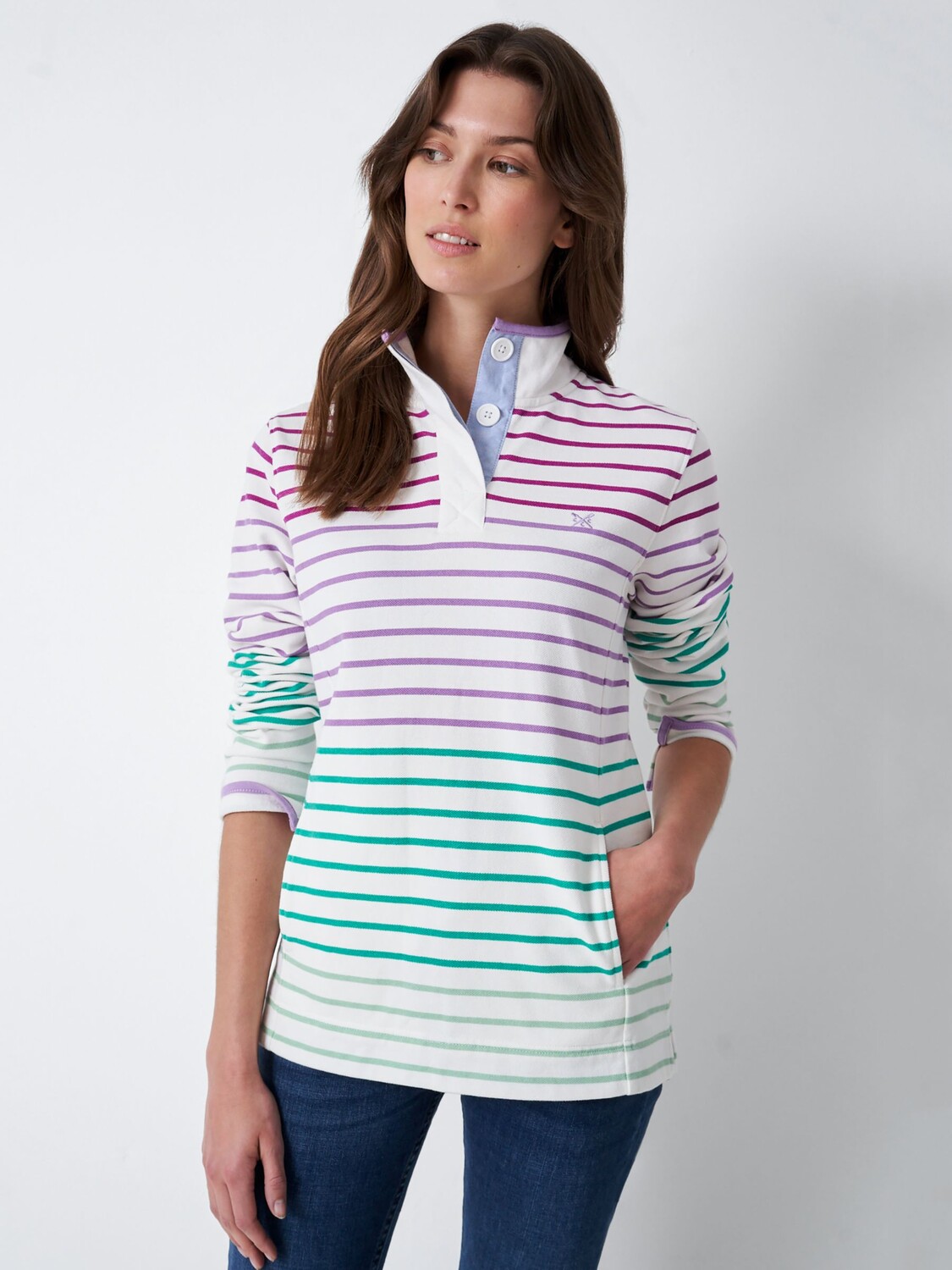 

Crew Clothing Толстовка с воротником-воронкой в полоску Padstow, белый/разноцветный