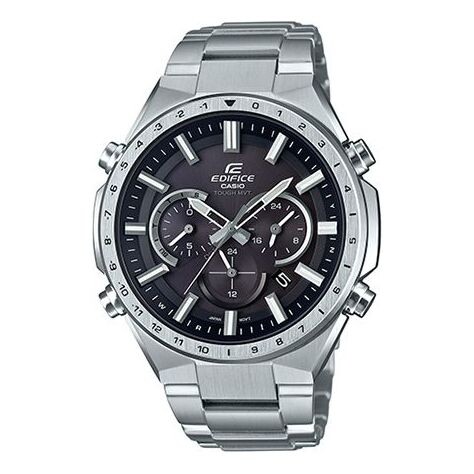 

Часы CASIO Waterproof EDIFICE Sports Sapphire Crystal Solar Powered Stainless Steel Strap Mens Silver Analog, цвет silver