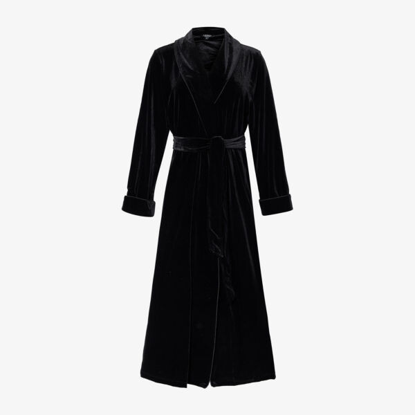 

Длинный бархатный халат с длинными рукавами Lauren Ralph Lauren, черный