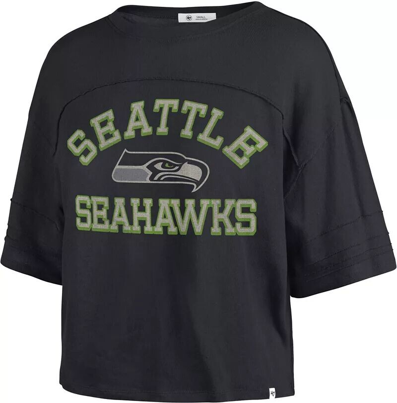 

Синяя укороченная футболка с полумесяцем '47 для женщин Seattle Seahawks