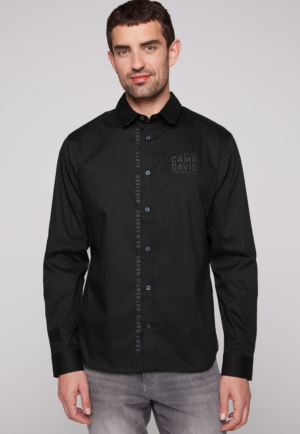 

Рубашка MIT WEBSTREIFEN UND LOGO PRINTS Camp David, цвет black