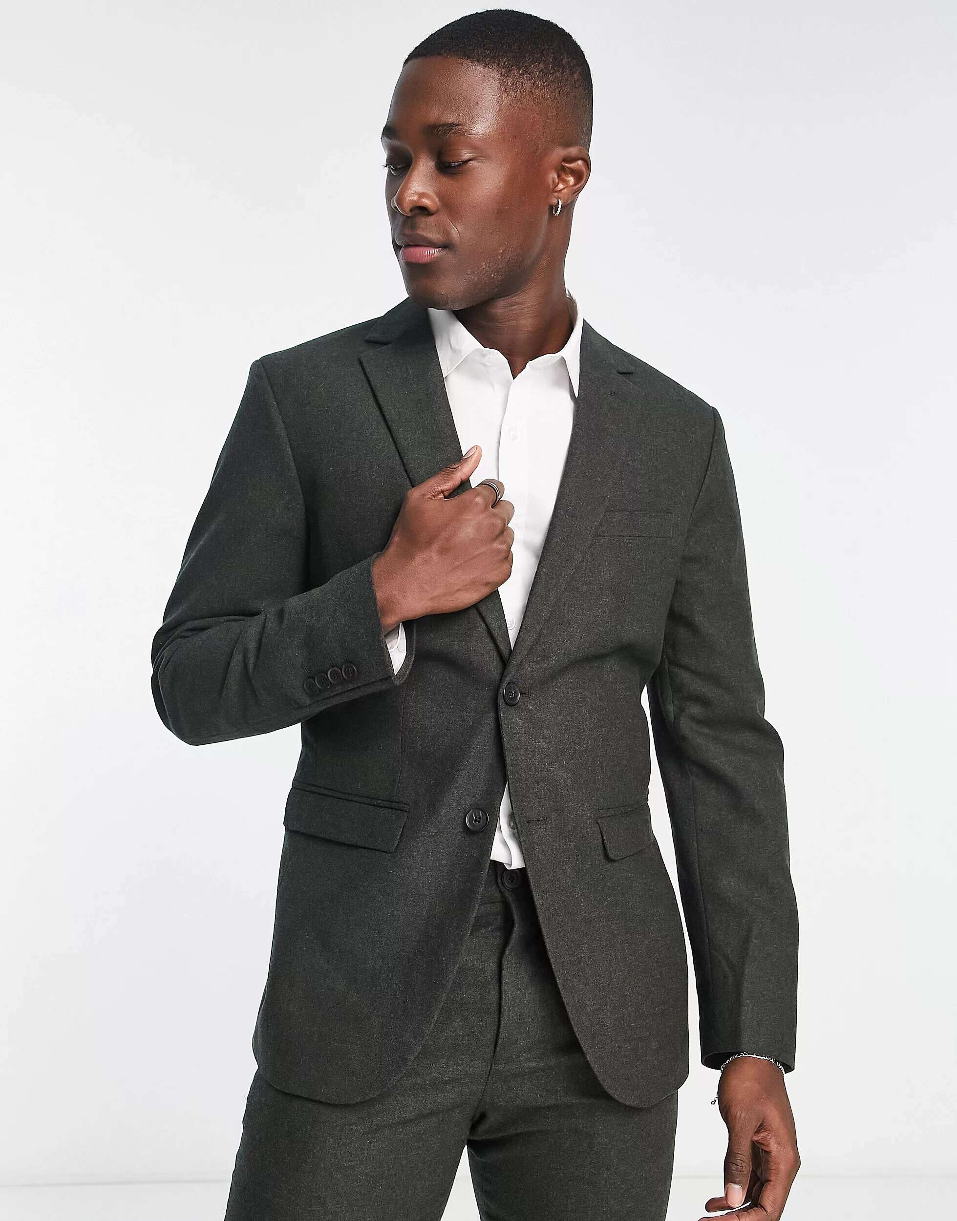 цена Серый приталенный пиджак из смесовой шерсти Selected Homme
