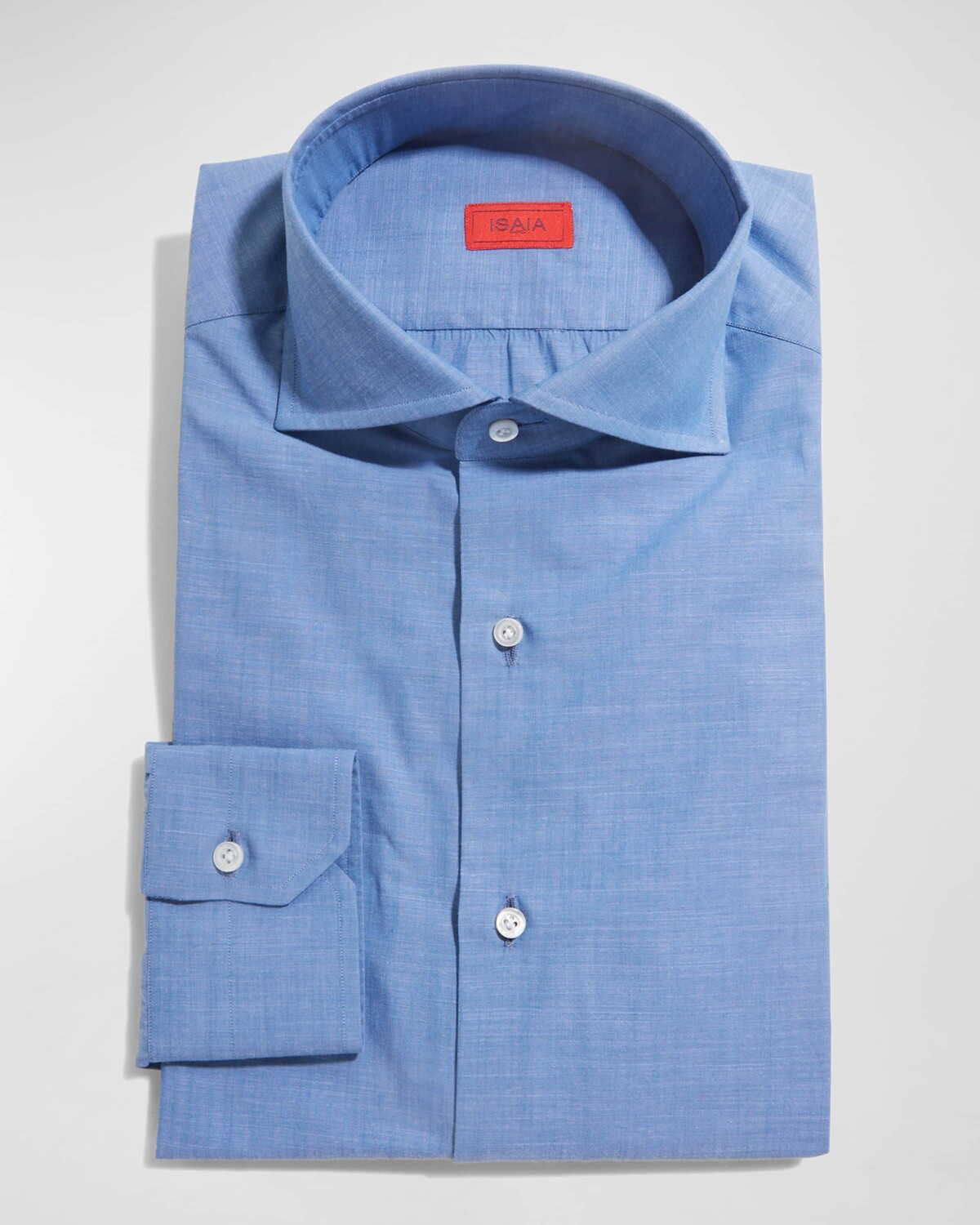 

Мужская классическая рубашка из шамбре Isaia, цвет Light Blue