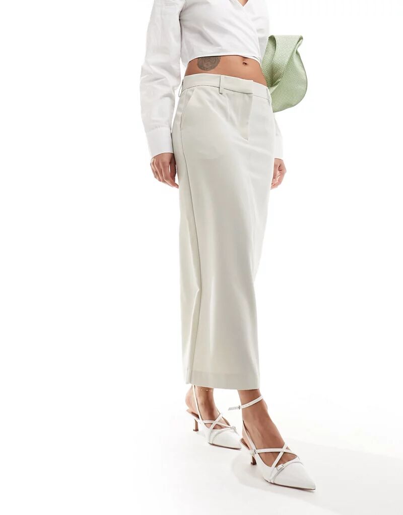 Юбка макси Vero Moda цвета камня с разрезом сзади белая юбка макси с кулиской vero moda maternity