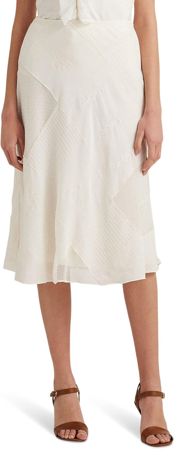 

Юбка-миди из тюля и газа в стиле пэчворк LAUREN Ralph Lauren, цвет Mascarpone Cream