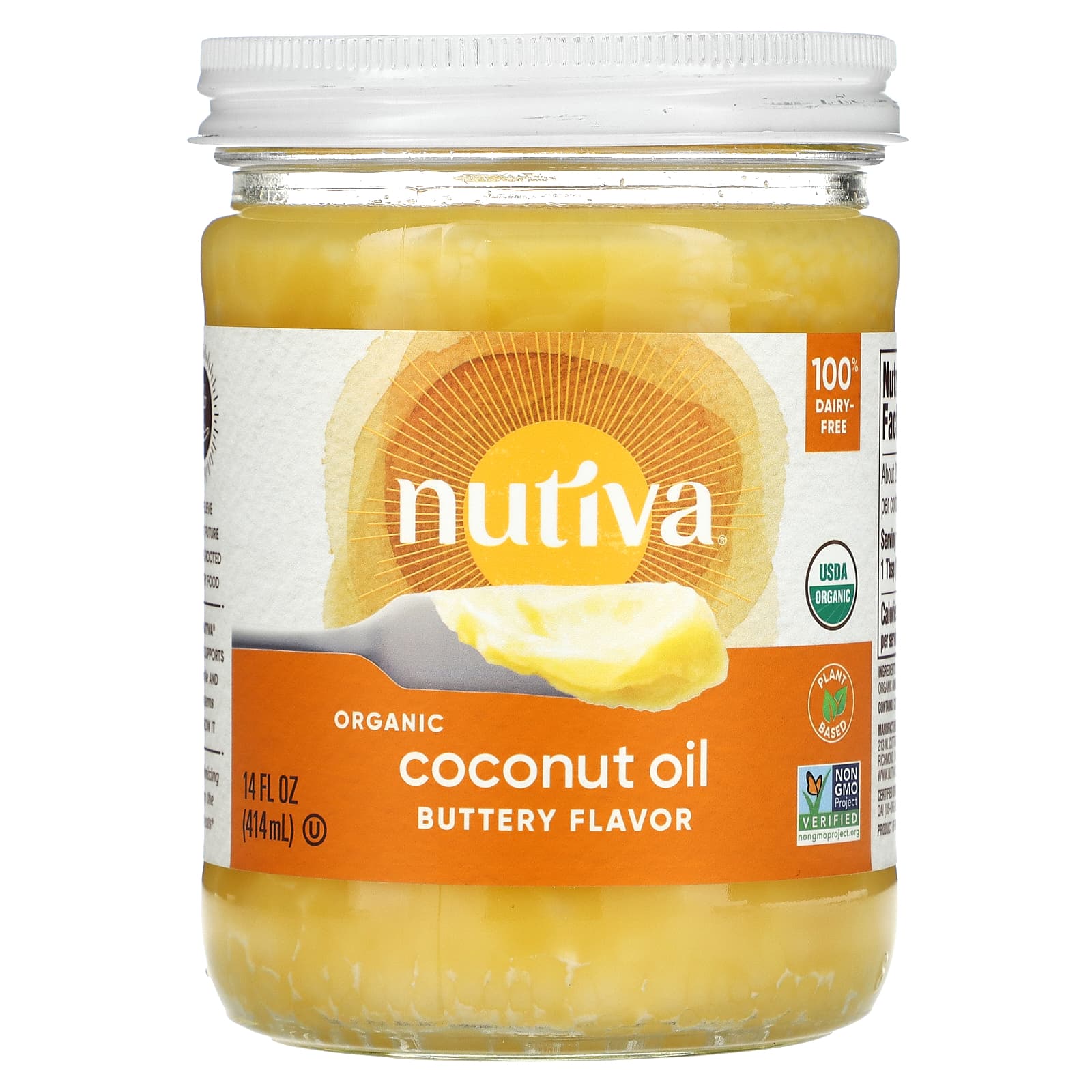 Nutiva Органическое кокосовое масло со вкусом сливочного масла 14 ж. унц. (414 мл)