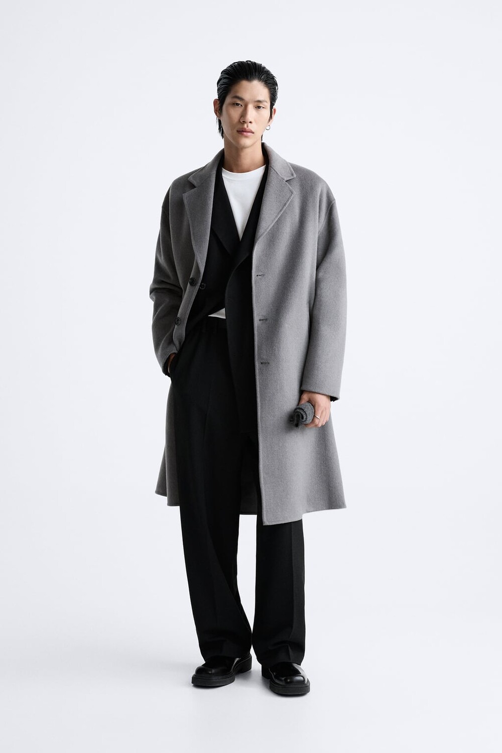 

Двустороннее пальто из смесовой шерсти ZARA, серый