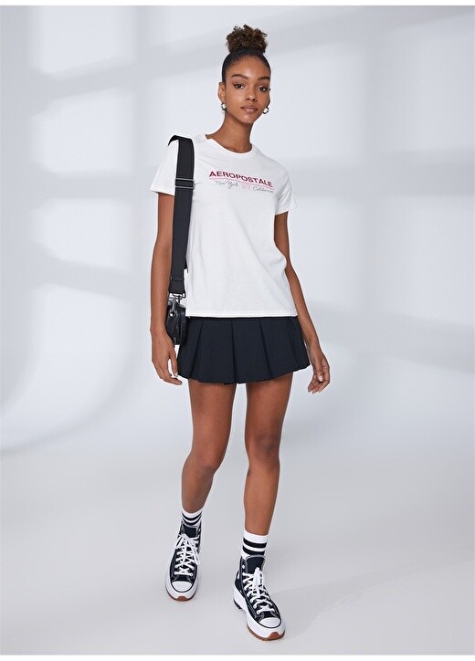 

Белая женская футболка с круглым вырезом и вышивкой Aeropostale, Белый
