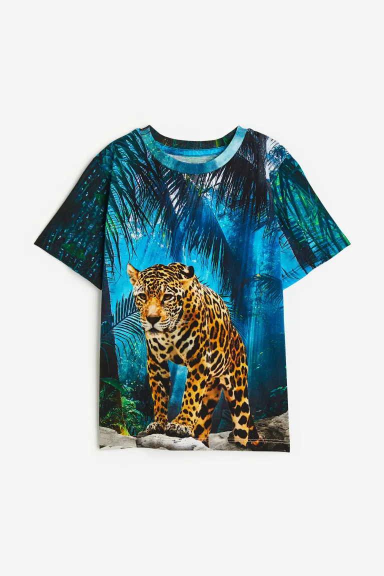 

Футболка из трикотажа с принтом H&M, синий