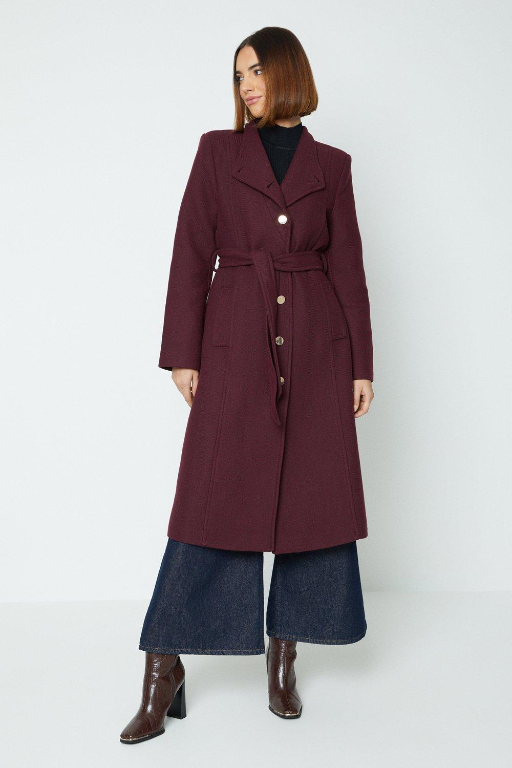 цена Длинное пальто премиум-класса из итальянской шерсти с запахом и завязками Oasis, красный