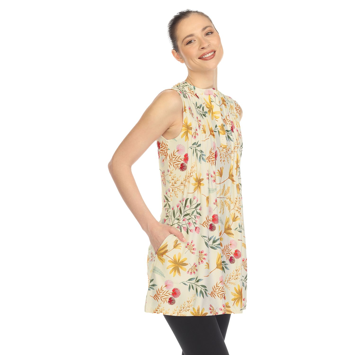 цена Женская туника без рукавов с цветочным принтом WM Fashion