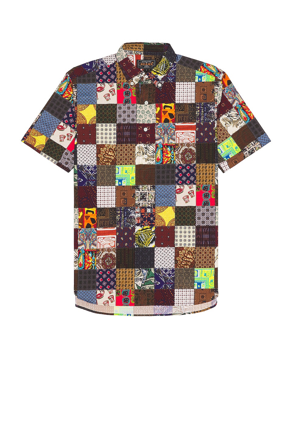 Рубашка Beams Plus Short Sleeve Patchwork, цвет Patchwork