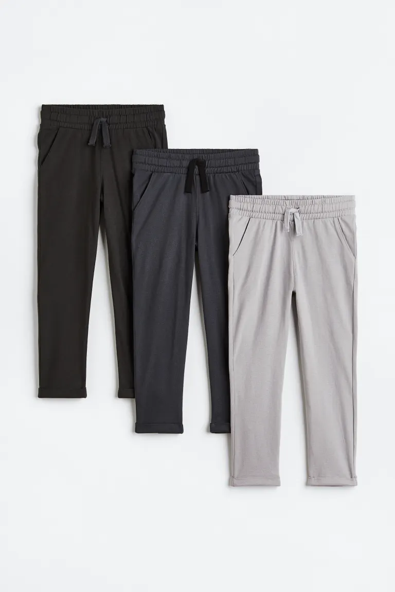 

Комплект из 3 спортивных брюк из хлопкового джерси H&M, серый