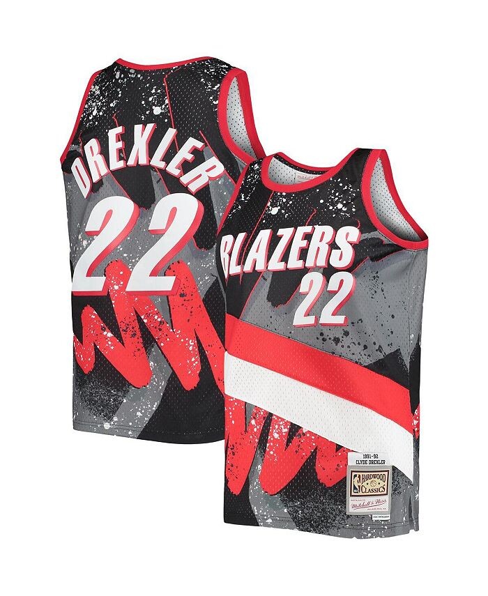 

Мужская футболка Clyde Drexler Black Portland Trail Blazers Hardwood Classics 1991-92 Hyper Hoops Swingman Jersey Mitchell & Ness, черный