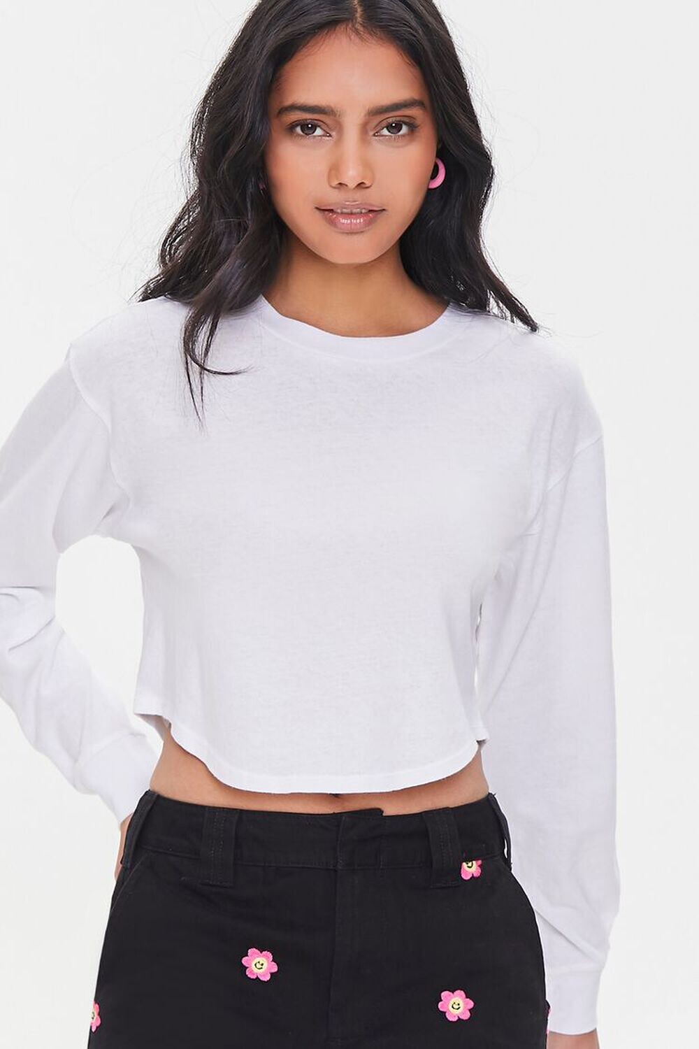 

Укороченный топ с круглым вырезом Forever 21, белый