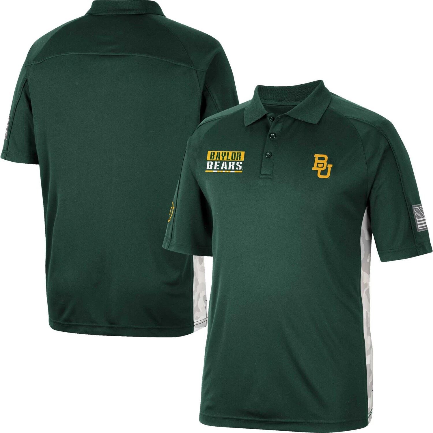 

Мужская футболка-поло с камуфляжным принтом Colosseum Green Baylor Bears OHT Military Appreciation Snow