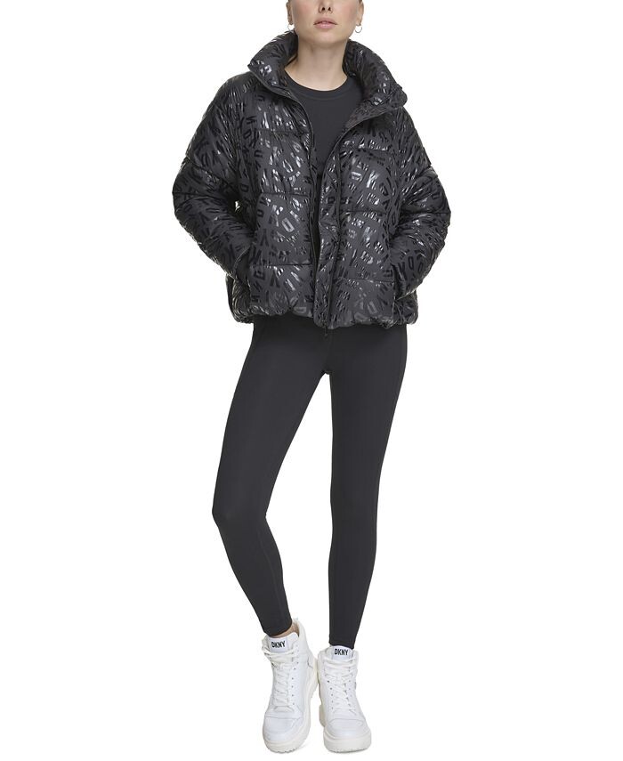 

Женская куртка-пуховик свободного кроя с высоким и низким вырезом DKNY, черный