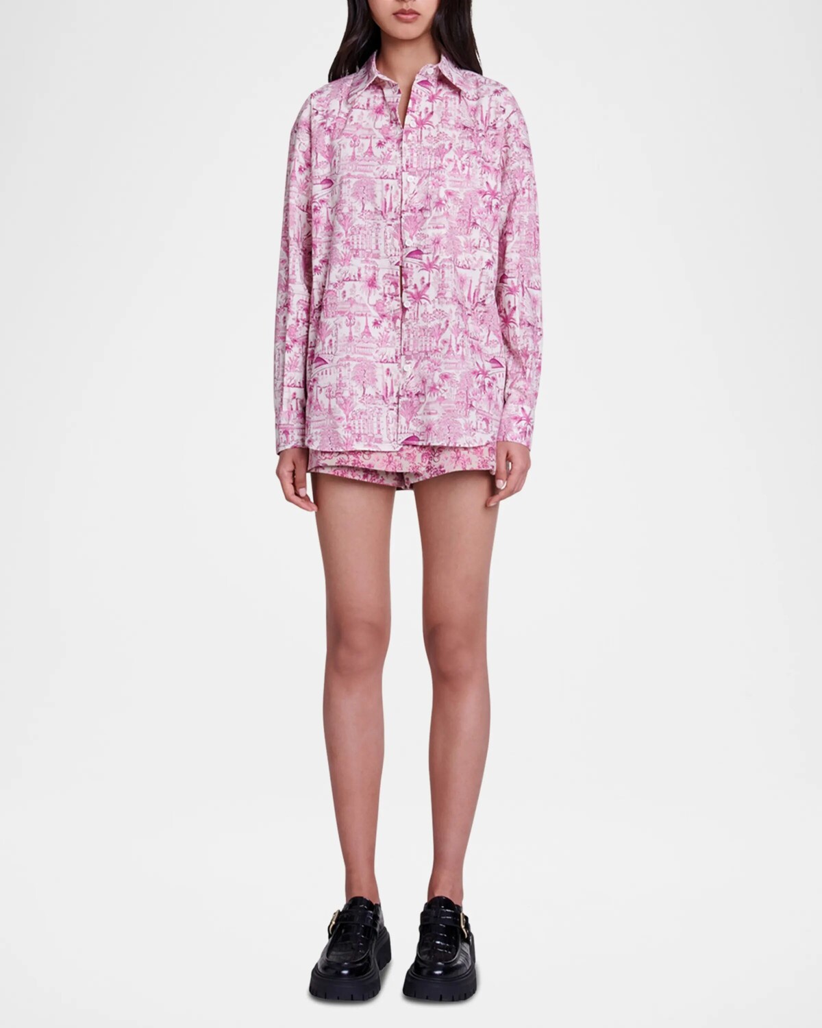 

Рубашка на пуговицах Cipunano Toile de Jouy Paris Maje, цвет Paris Pink Print