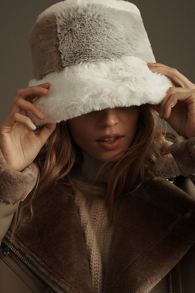 

Панама By Anthropologie Colorblock Fuzzy, бежевый